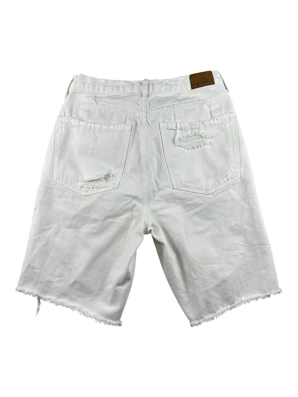 AE Sample Pre-production 90s Boyfriend Jorts White Denim Heavy Distressed Shorts - Picture 4 of 11